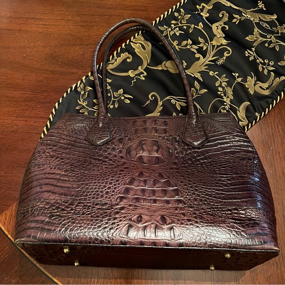 Brahmin Shoulder Tote Bag Purse Large has fur detail. Authentic - Picture 4 of 8